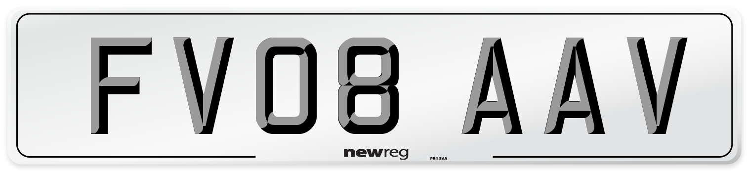 FV08 AAV Number Plate from New Reg